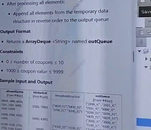 Question 4 Sample Table